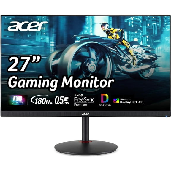 Acer Nitro 27" WQHD 2560 x 1440 PC Gaming Monitor | AMD FreeSync Premium | Up to 180Hz Refresh | Up to 0.5ms | HDR400 | DCI-P3 95% | 1 x Display Port 1.2 & 2 x HDMI 2.0 | XV272U V3bmiiprx