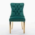 thumbnail image 3 of Set of 2 Velvet Dining Chairs with High Backrest, Modern Mid-Century Style Upholstered Chairs with Stainless Steel Legs, Green and Gold Accent for Home and Restaurant, 3 of 9