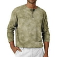 thumbnail image 2 of Inglocry Mens Fashion Casual Front Basic Long Sleeve Henley T-Shirts Tie Dye Soft Basic Tops For Men Light Green 2XL, 2 of 7