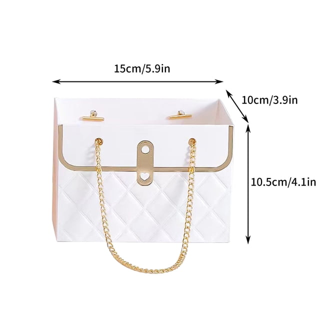 TIMIFIS Storage Container Flower Paper Gift Box with Metal Chain, New Bouquet Storage Bucket, Flower Shop Bag, Wedding Party Handbag Gift Box Home Decor
