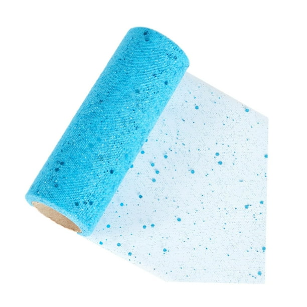 Tul Con Purpurina, 10 Yardas, Moderno Para Decoración De Coronas, Telas De Ropa, Arte Artesanal, Azul Lago