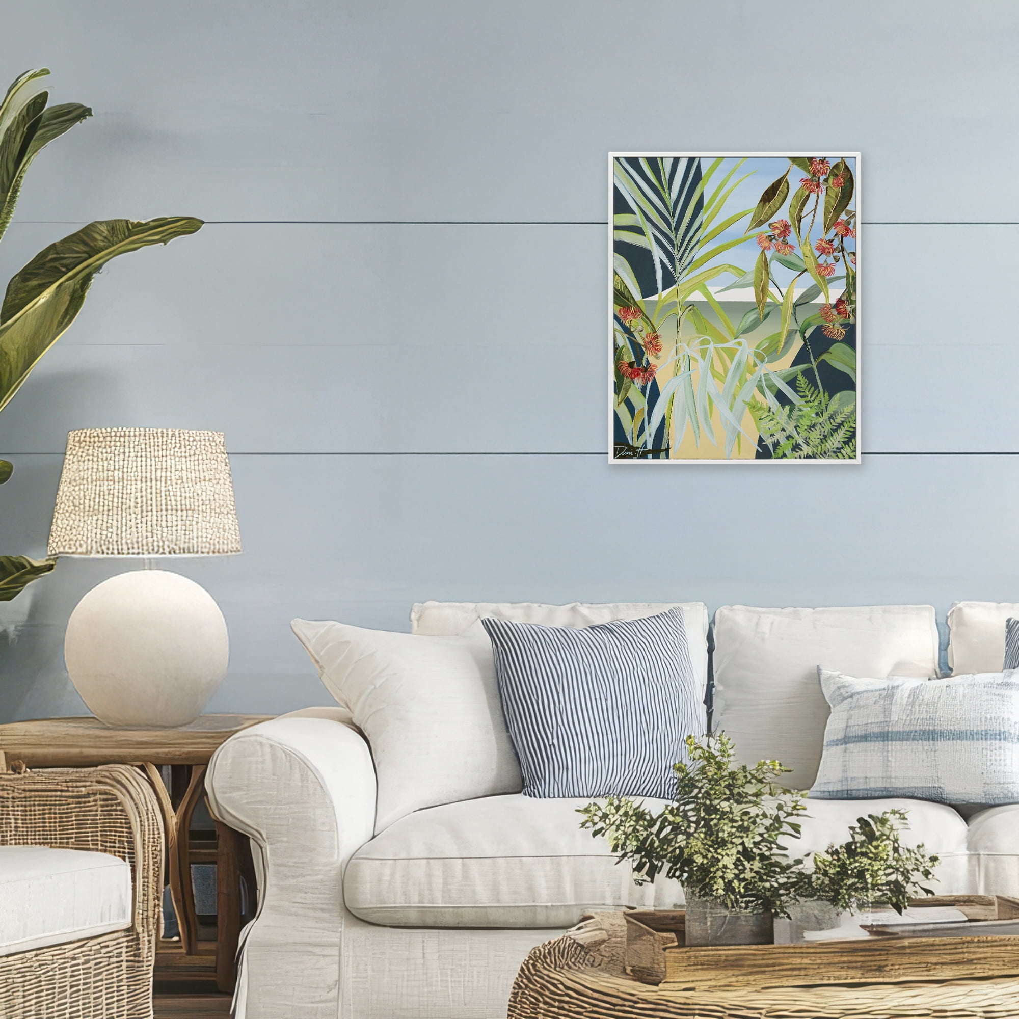 Stupell Industries Coastal Morning Leaves White Framed Giclee Art, design by Dani Heyward