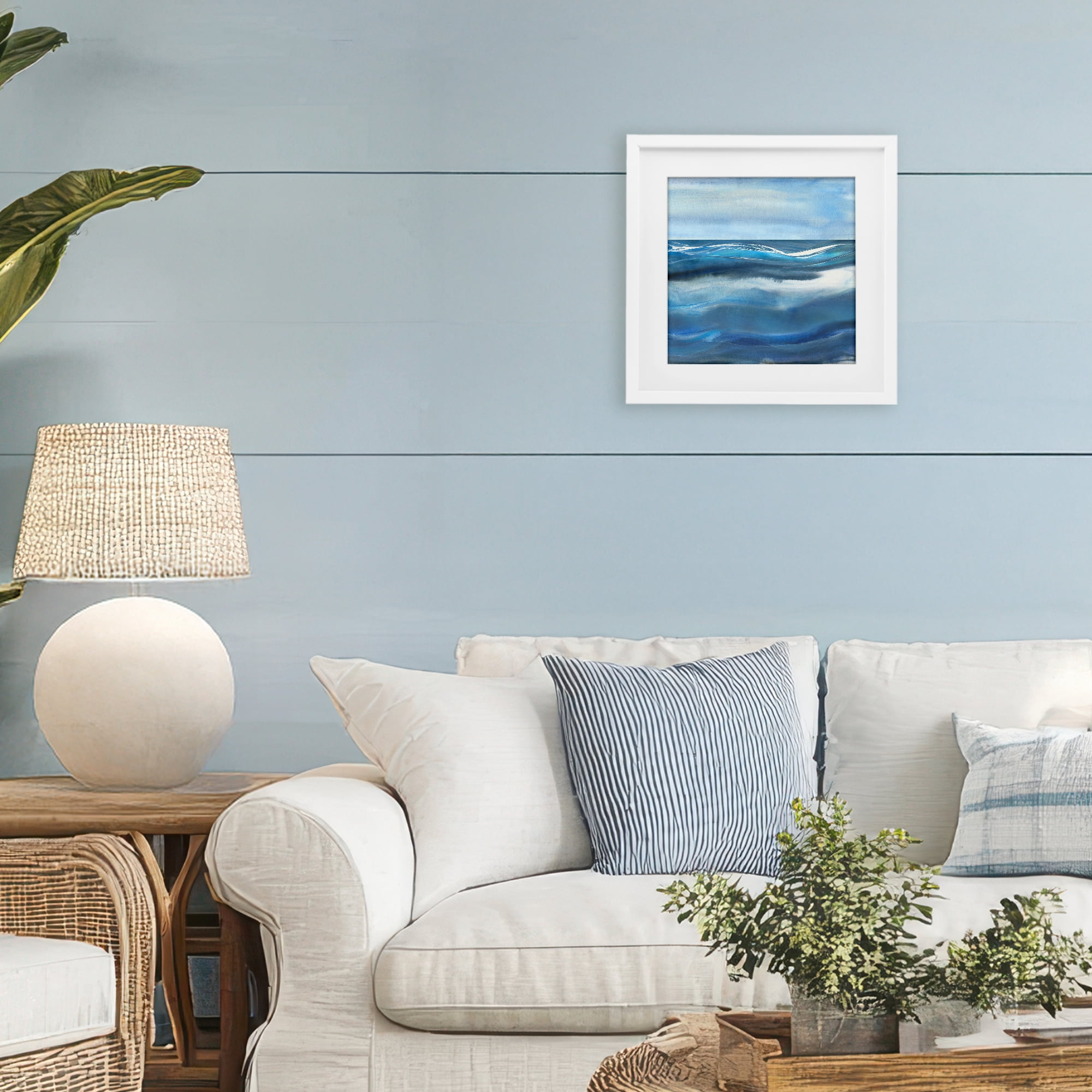 Stupell Industries Calm Expanse of Ocean Waves White Framed Print Under Glass, design by Susan Jill