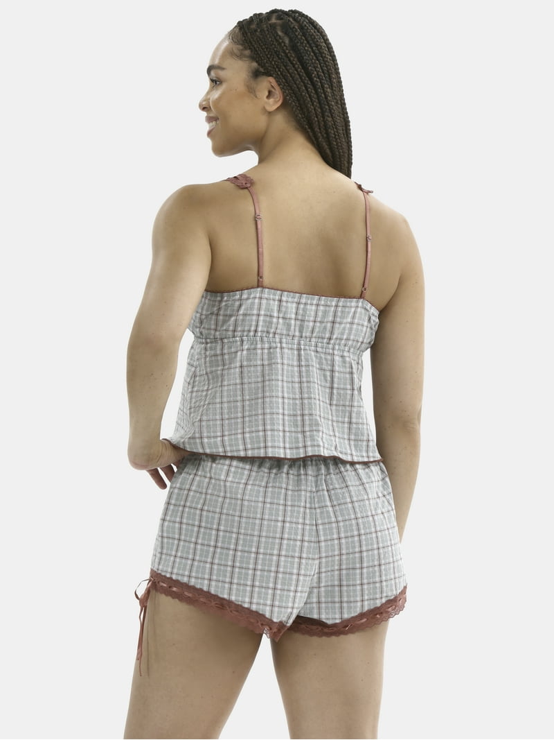 ルームウェア・パジャマ Ribbon Leavers Lace Camisole Set Floerns Women's Sexy Satin Lace Cami Top and Shorts Pajama