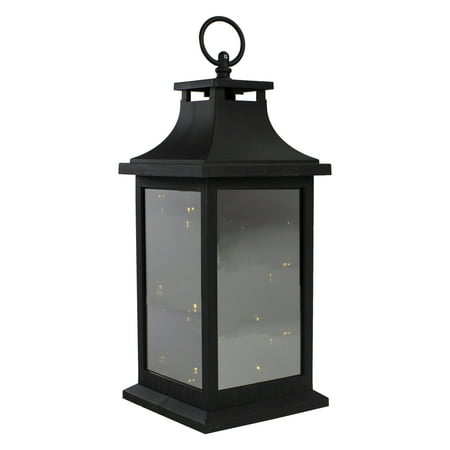 Northlight LED Lighted Flickering Lantern - 12" - Warm White Lights - Black