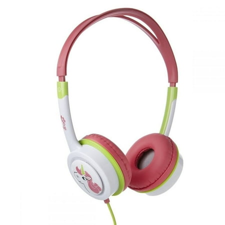 iFrogz On-Ear Headphones Little Rockers Costume, Interchangeable Earcaps (Fox, Flower, Unicorn), Pink/Green, IFLTRC-PEO (New Open Box)