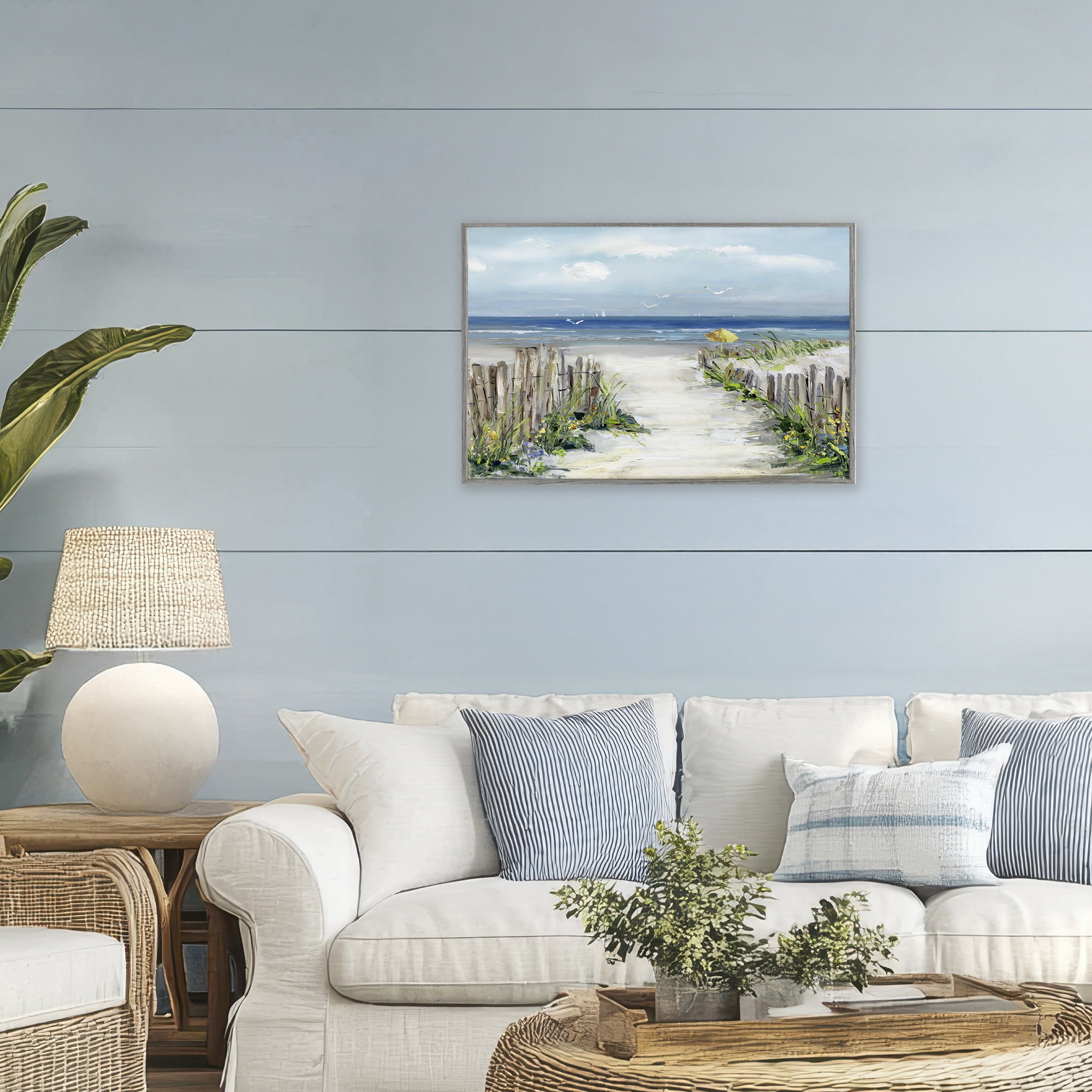Stupell Industries Sunlit Dune Path To Ocean Gray Framed Giclee Art, design by Sally Swatland
