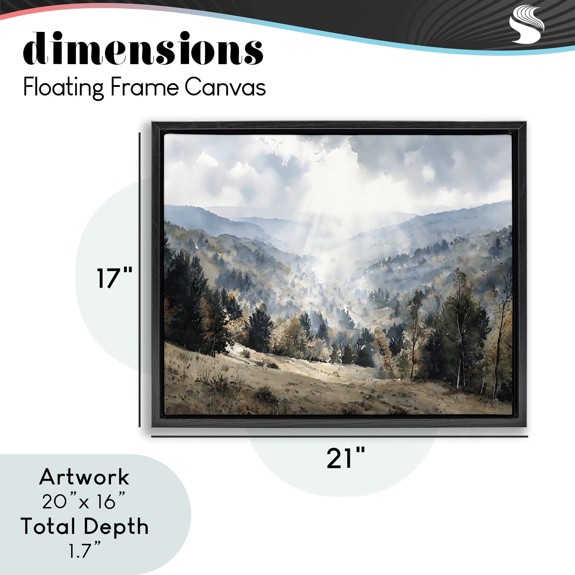 Stupell Industries Sunlit Fall Valley Beams Black Framed Floater Canvas Wall Art, design by Franklyn Gregory