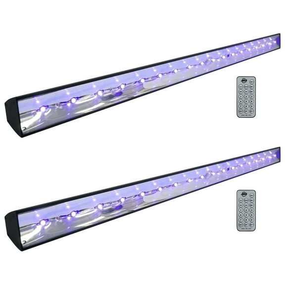 (2) American DJ ECO BAR UV DMX 18x3W Ultraviolet LED Bar Black Lights w/ Remote