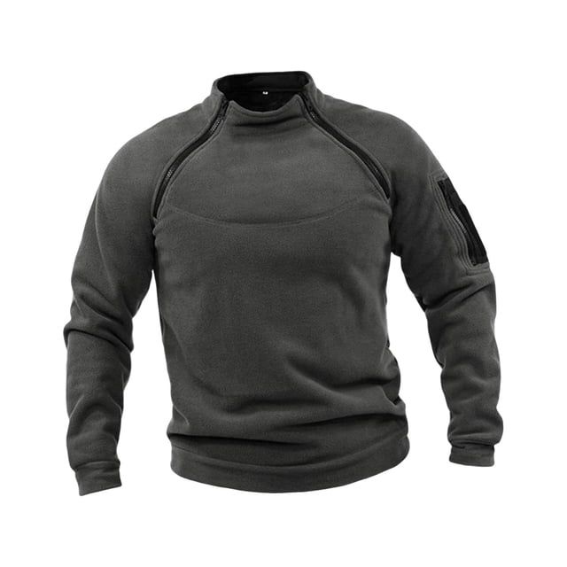 Hombres Chaqueta Cremallera Jersey Otoño Invierno Ropa Cálido Transpirable Moda Térmica Gris Oscuro XL Yuyangstore Chaqueta de los hombres