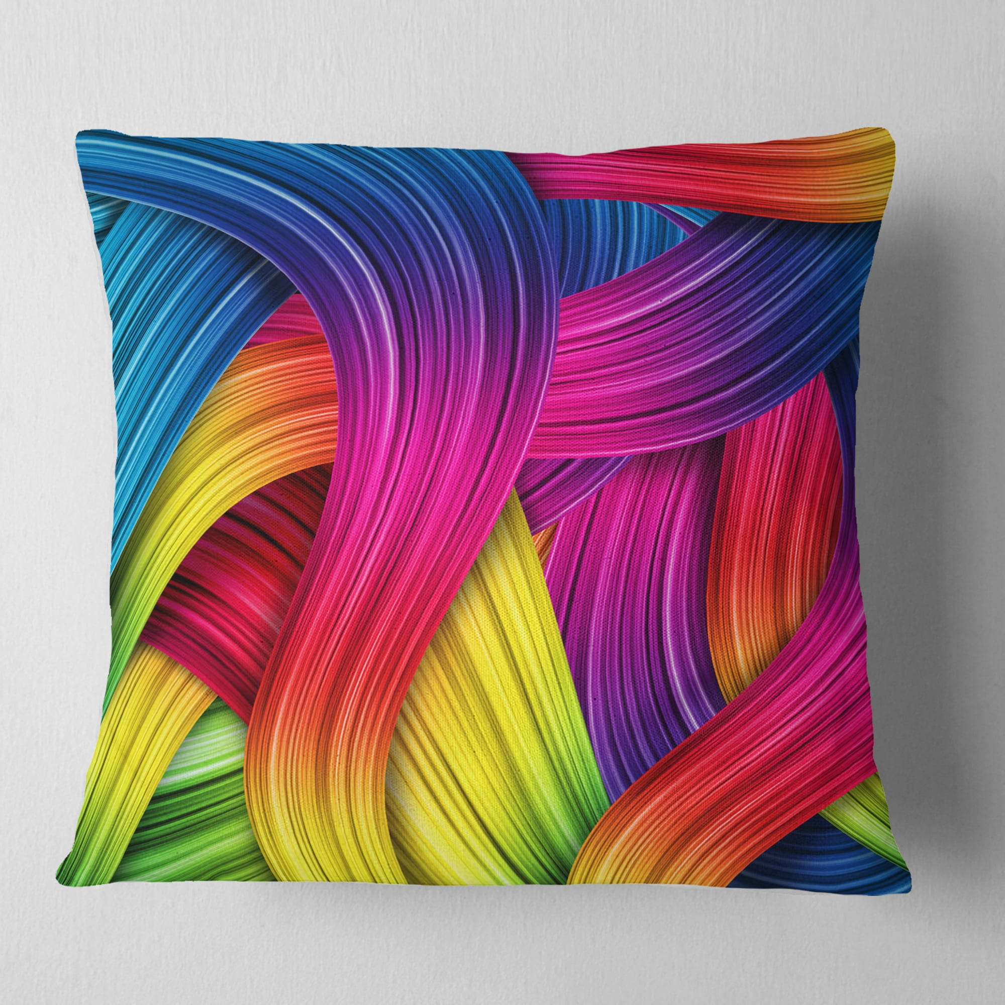 Designart 3D Rainbow Art - Abstract Throw Pillow - 16x16