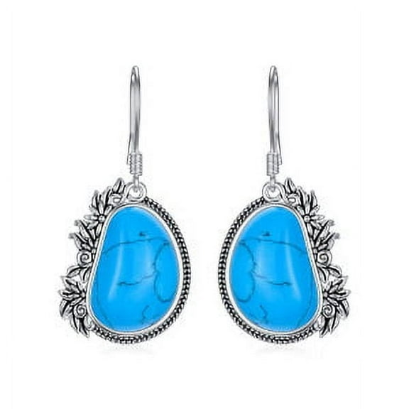 SISGEM Turquoise Earrings 925 Sterling Silver Earrings for Women Mother