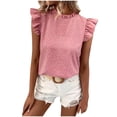 thumbnail image 2 of Blouses pour Femmes, Mode Manches à Volants à Pois Manches Courtes Col Rond Haut, 2 of 7