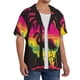 thumbnail image 2 of Fotbe Flamingo And Palm Trees At Sunset Camisa Estampada de Manga Corta para Hombre, Casual de Verano, Estilo Playero, Sin Arrugas-Medium, 2 of 5