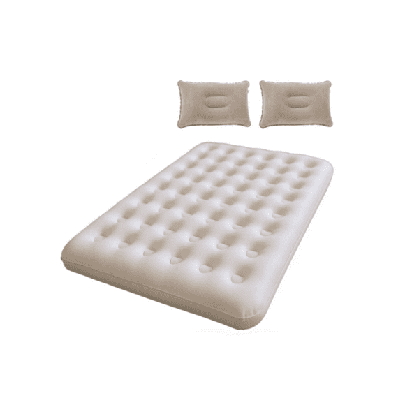Cama Colchón Matrimonial Inflable Camping 2 Plazas Almohadas Ml Beige