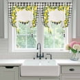 thumbnail image 4 of Summer Lemons Balloon Curtains for Bedroom/Front Door/Bathroom, Farmhouse Fruits Black Buffalo Plaid Tie Up Curtains 63 Inch Length Light Filtering Kitchen Curtains Shades for Windows 46"x63", 4 of 8