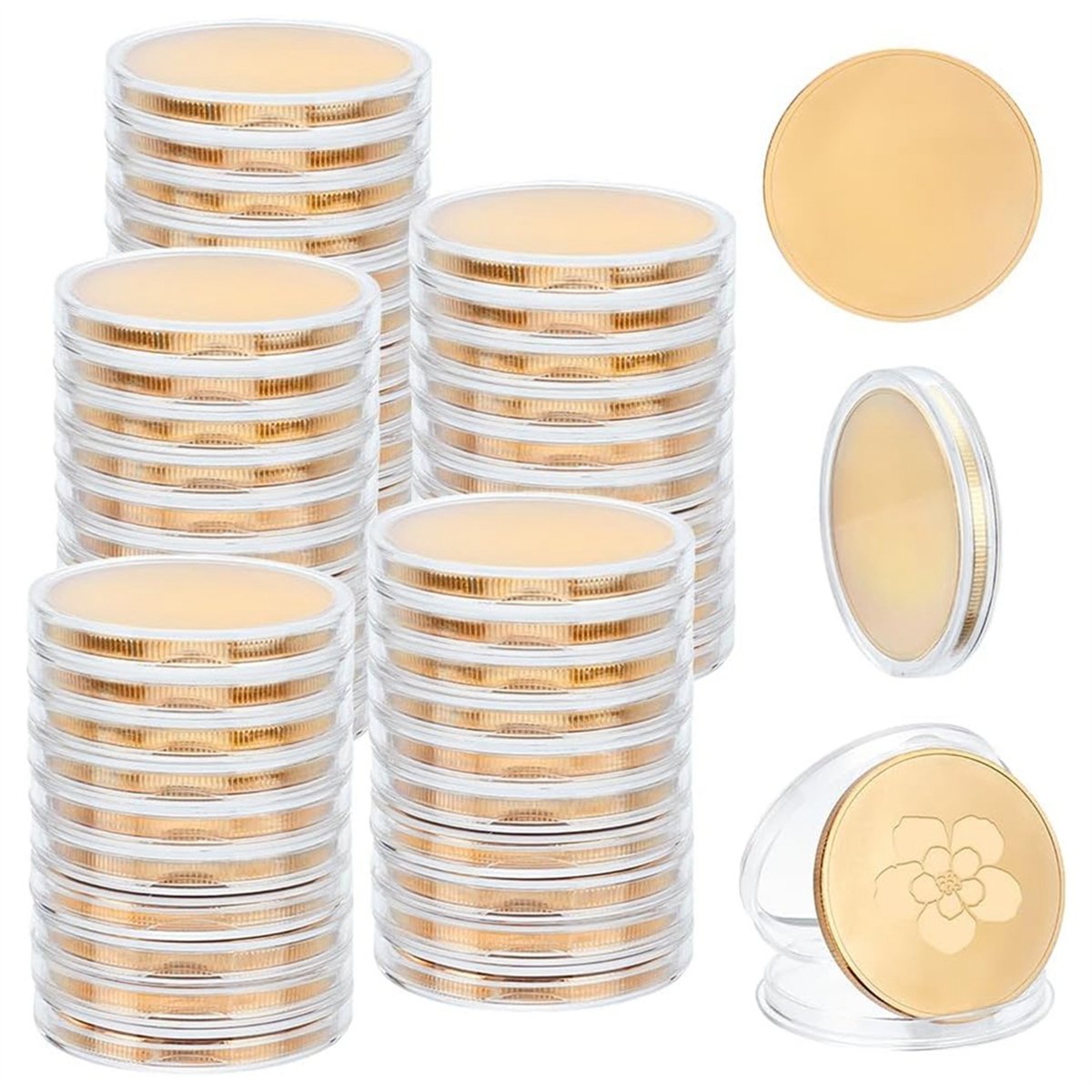 BLMHTWO Soporte Para Monedas De 40 Mm Con 10 Cápsulas De Plástico Transparente | Estuche Profesional Para Coleccionistas, Ideal Para Dólares De Plata Y Medallas