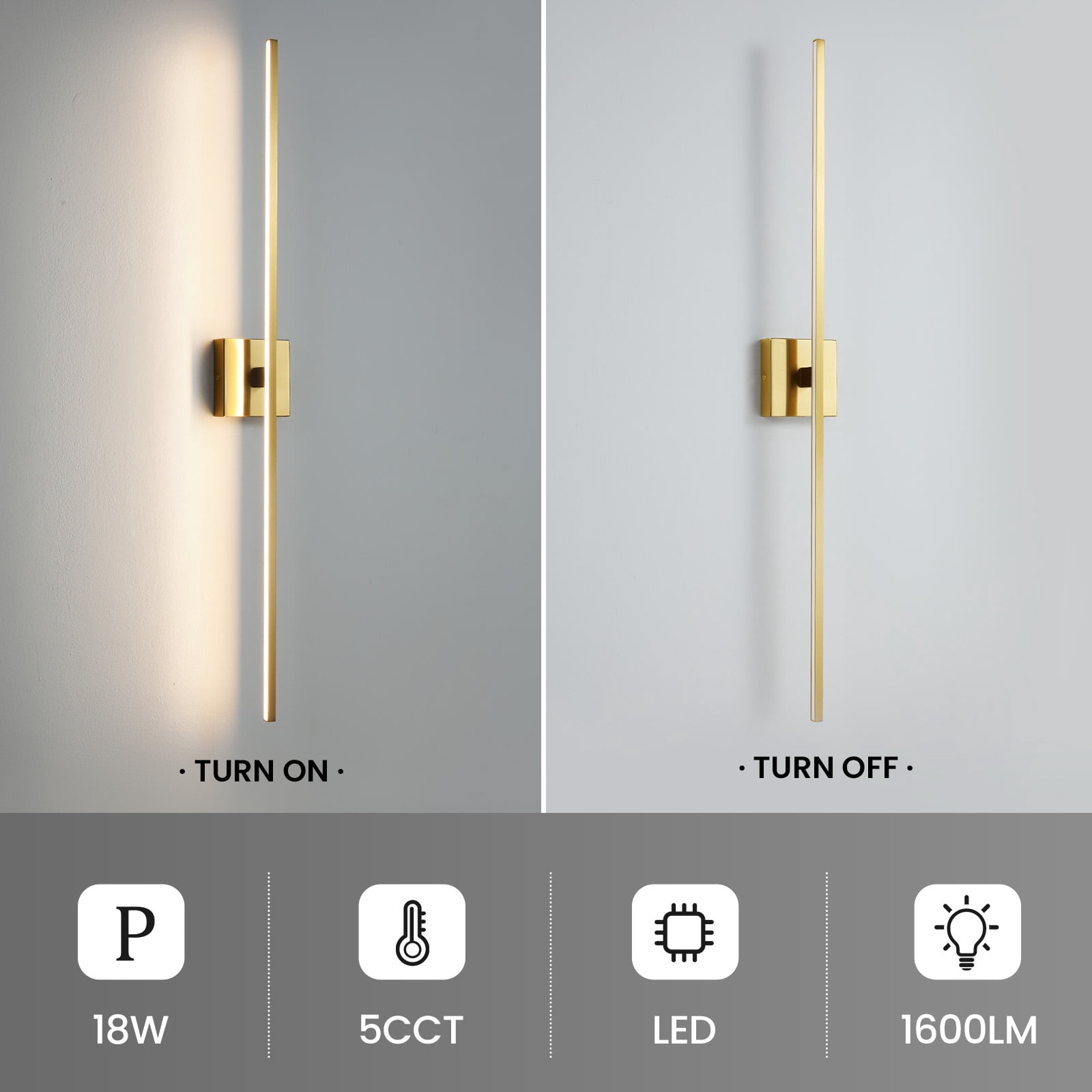 KAISITE 39 inch Modern Bathroom Vanity Light  Dimmable Bathroom Light Fixtures with 3500K Warm Light Bedroom