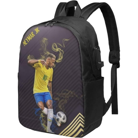 #10 Neymar Adult Backpacks Bag Laptop Bag Bookbag Usb Backpack 17 Inch For Daily, Black
