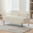 thumbnail image 2 of 49.6 Inch Wide Upholstered Mini Loveseat in Neutral Colour with Metal Legs for Living Room or Bedroom Decor, 2 of 10