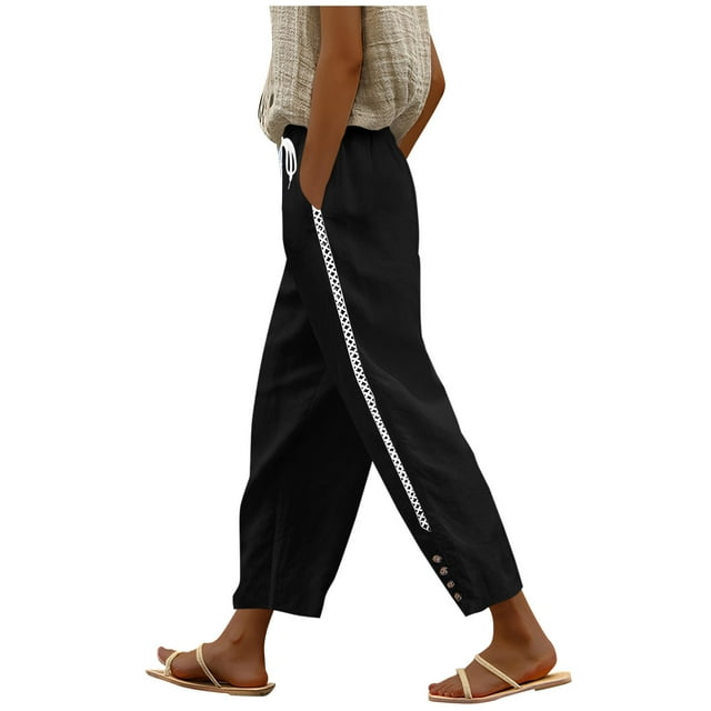 Floleo Women Versatile Straight Leg Pants Lightweight All-Season with Side Pockets