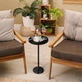 thumbnail image 5 of Drink Tables for Small Spaces Pedestal Side Table with Marble Base Small Round Side Table Black Coffee Table for Sofa Couch Chair Patio, Black, 5 of 9
