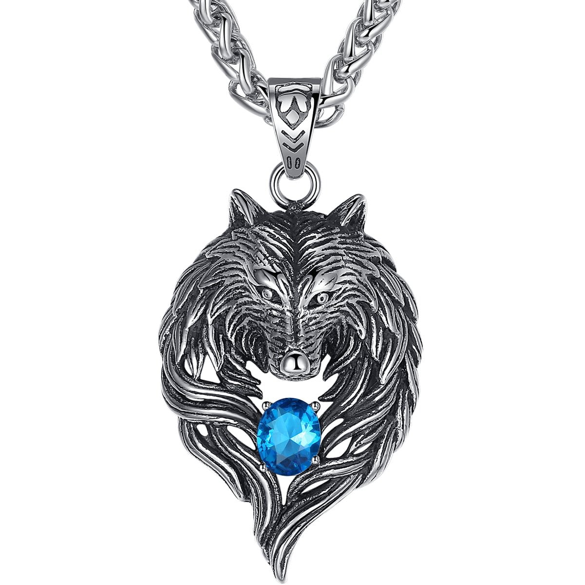 Tribal Stainless Steel Resin Dragon Wolf Teeth Pendant  Men's Necklace Chain