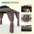 thumbnail image 5 of INTER HUT 12x12 FT Outdoor Hardtop Gazebo with Nettings and Curtains, Aluminum Frame Galvanized Double Roof Pavilion Gazebo, Brown Frame, 5 of 6