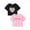 Black Heart & Pink CA, variant on Miami & New York Print Crop Top for Girls - Black & Yellow T-Shirt Soft 2-pack Tees Size 16/18