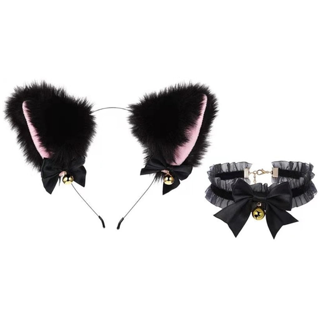 Cat Ears Headband Bell Choker Accessories Set for Cosplay Costume for Women 
