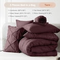thumbnail image 6 of Davulos Twin Comforter Set with Sheets Dusty Plum,5 Pieces Pintuck Bed in a Bag Twin Bed Set for Man Women Pinch Pleat Bedding Set All Season, 6 of 8