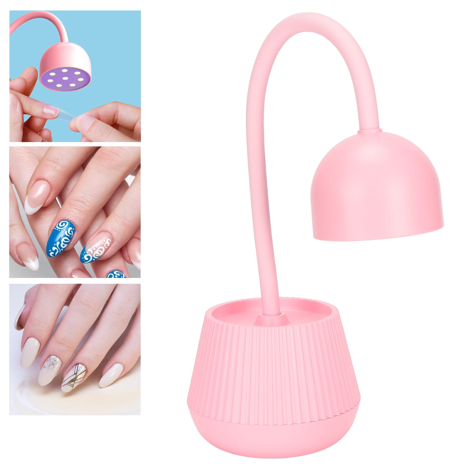 Xirurus 24W Desk Type Gel Polish Dryer Rotatable UV Nail Lamp Fast Drying Rechargeable Nail Curing Machine Pink