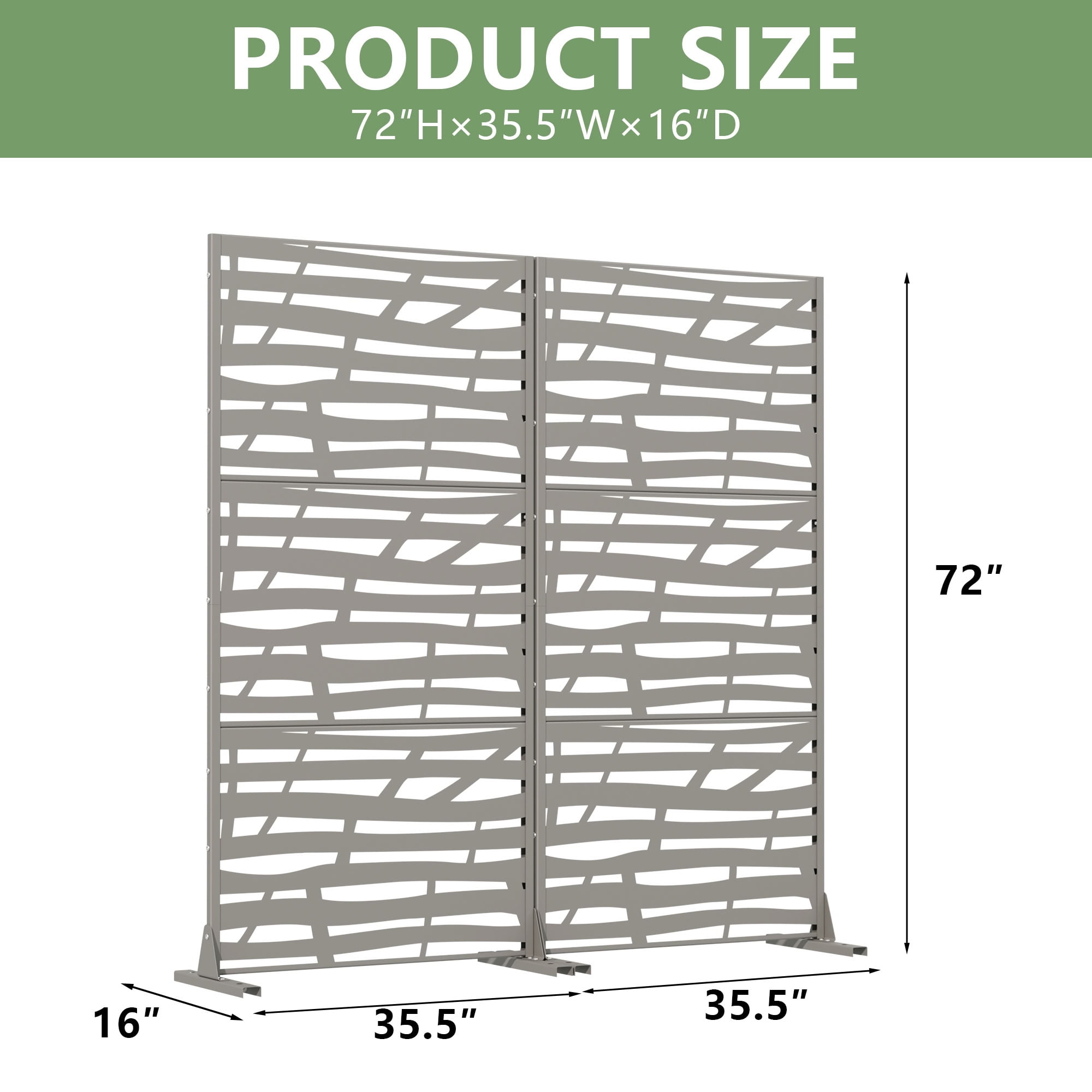 MAYEERTY 72*35in Outdoor Privacy Screen, Rust Proof Metal Privacy Panel, Decorative Privacy Divider for Patio, Balcony, Backyard, Garden