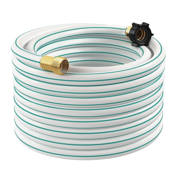 Garden Hose 75ft x 1/2", Lightweight Water Hose, No-Kink, Leak Free, Flexible Hose for Lawns, Male to Female 3/4" GHT Fittings(White)