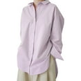 thumbnail image 2 of Besolor Womens Oversized Button down Shirts Collared Long Sleeve Work Office Tops Solid Color Casual Ladies Blouse Tee, 2 of 9