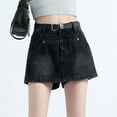 thumbnail image 4 of Riforla High Waisted Denim Shorts for Women Sexy Slim Fit Fashion Skort with Distressed Design for Summer Womens Skirts Black S, 4 of 4