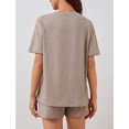 thumbnail image 2 of SMZ Women's Pajama Sets Soft Comfy Lounge Set Loose Casual Stretch Loungewear Short Sleeve Top and Shorts with Pocket, 2 of 5