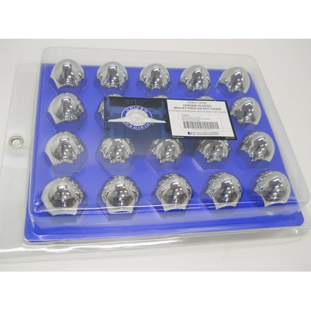 (20) Wheel Lugnut Chrome Plastic 33mm Push On Bullet Nut Covers Caps / Flange