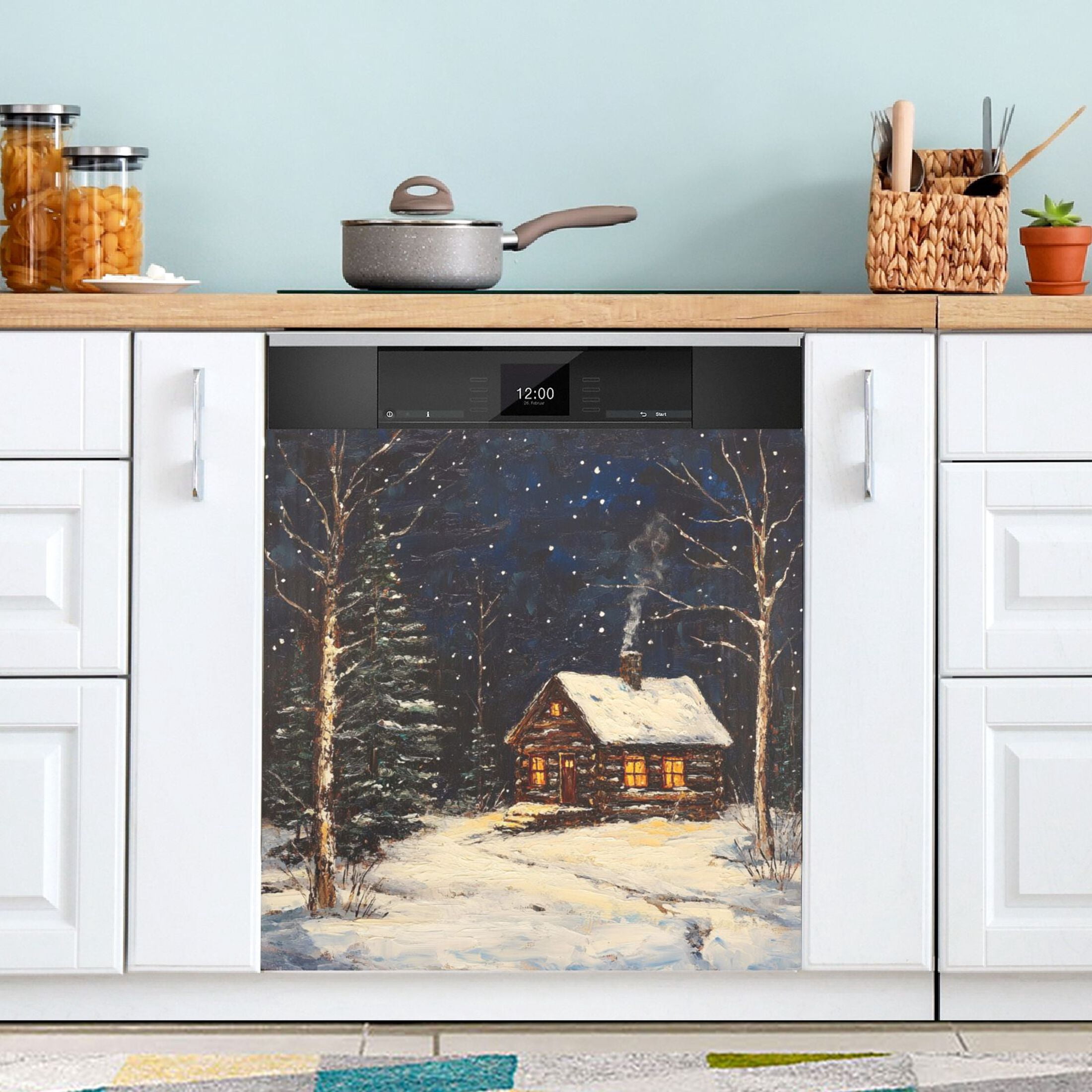 Dishwasher Magnetic Sticker 23x26 Inch Refrigerator Magnetic Sticker Washing Machine Magnetic Sticker Kitchen Panel Magnetic Sticker Home Decor The Cabin in The Forest