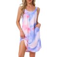 thumbnail image 1 of INSPIRAR CHIC Camisón de Mujer Sin Mangas Ropa de Dormir Impresa Camisetas de Cuello Redondo Vestidos de Dormir con Tirantes Anchos y Bolsillos M Tie-Dye, 1 of 6