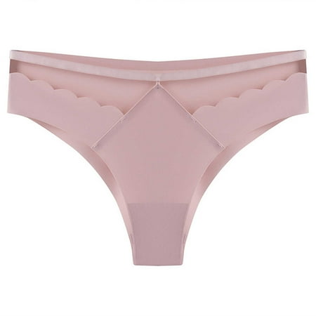 LYEAA Cotton Briefs for Women Low Rise Cool Underwear Breathable Comfort Solid Mesh Daily Panties Seamless Fashionable Underpants Pink XL