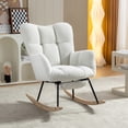 thumbnail image 3 of Timbernest Nursery Rocking Chair, Teddy Upholstered Glider Rocker Recliner Chair with Adjustable Footrest, Reading Chair for Bed Room, Ivory, 3 of 9