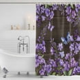 thumbnail image 3 of Purple Flowers Shower Curtain, Waterproof Shower Curtains for Bathroom, Butterfly Spring Floral Wooden Farmhouse Washable Fabric Bathtub Curtain Set Bath Decor with 12 Hooks Extra Long 72"x96", 3 of 8
