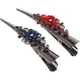 thumbnail image 1 of 2 Pcs Pinces à Cheveux Décoratives en Forme d'Alligator, Pinces à Cheveux en Métal Bec de Canard avec Strass (Couleur 2), 1 of 5