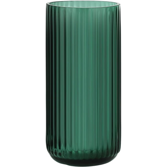 WHJY Cylindrical Green Glass Vase, Vintage Flower Vase, Hand Blown Glass Vase, Decor for Dining Table Centerpiece Décor – 7.5 inches