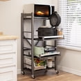 thumbnail image 1 of 4-Tier Pull Out Bakers Rack for Kitchen, Microwave Stand with Storage, Baker's Rack with Wheel, Adjustable Kitchen Storage Shelf, Rolling Utility Storage Cart, 1 of 9