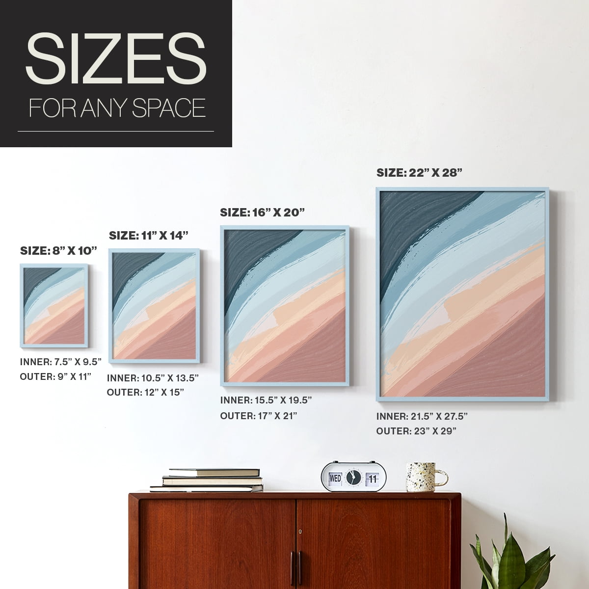 Waters Rolling Framed Print in Blue Solid Wood 8 x 10 Framed Print