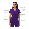 thumbnail image 4 of Adar Scrub Set for Women - Curved V-Neck Scrub Top & Tapered Drawstring Scrub Pants - 4402 - Grape - S, 4 of 8