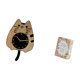 thumbnail image 5 of Adorno de jarrón con reloj de gato para cocina, oficina o hogar. Maceta única para estantería. Regalo silencioso para colgar en la pared., 5 of 8