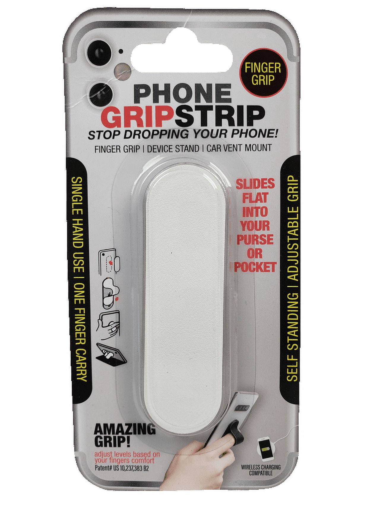 Novelty Max White Phone Grip Strip – Single Count Pack/Leather Series